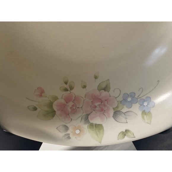 PFALTZGRAFF Tea Rose Floral Serving Bowl Ivory Beige Ceramic Stoneware VTG - Picture 2 of 6